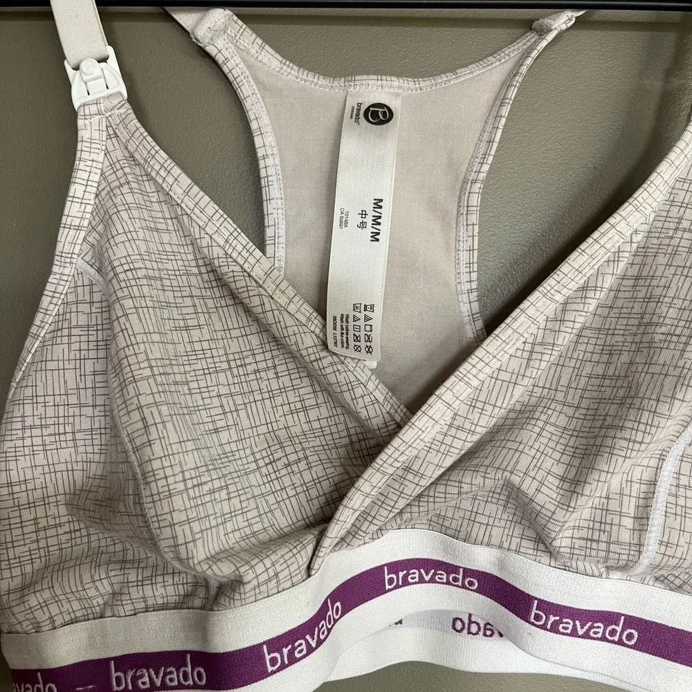 Bravado Designs Original Nursing Bra Crosshatch Grey Sz Medium Wireless Bralette